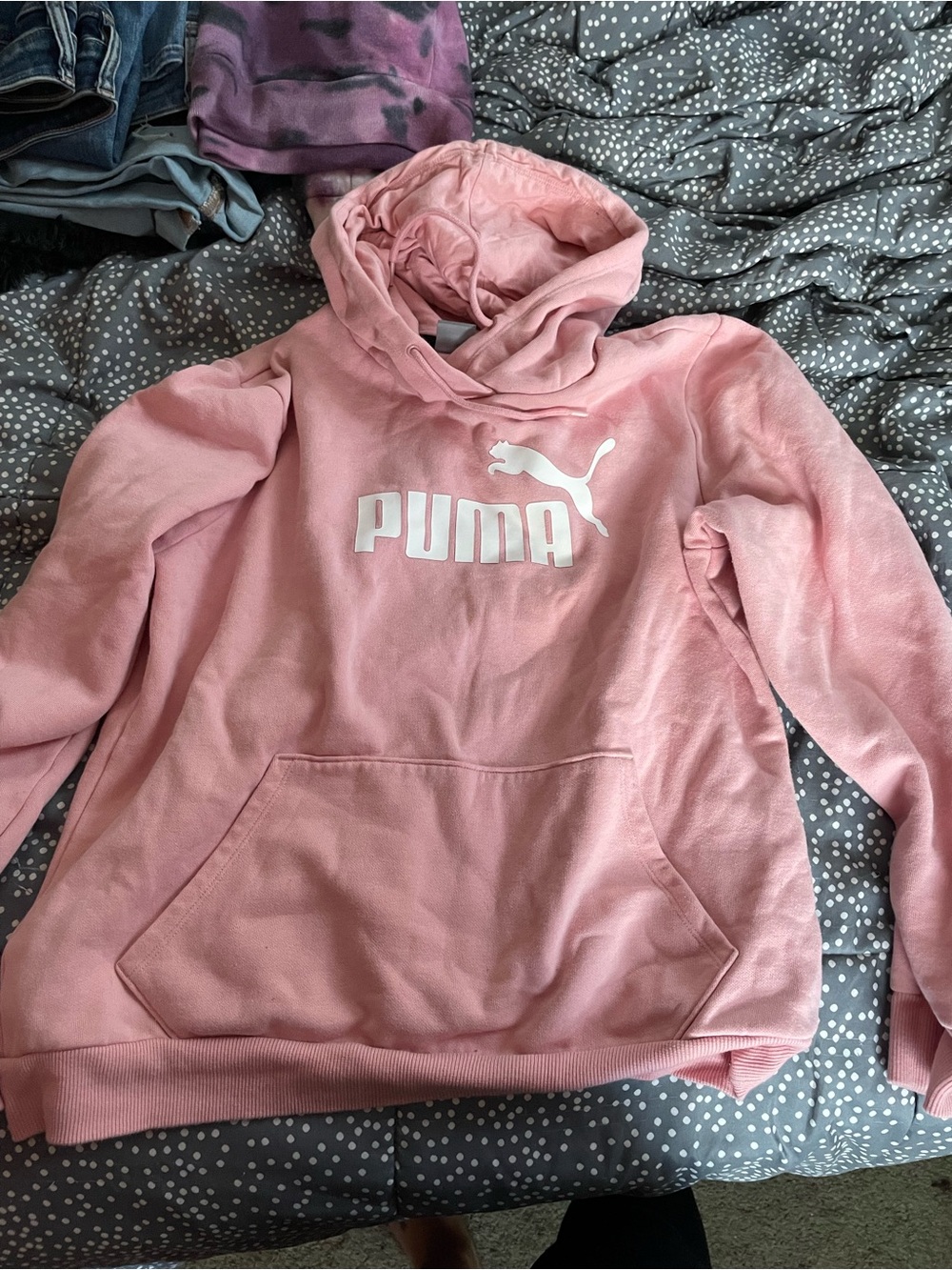 Puma Pink Pullover Hoodie with White Logo